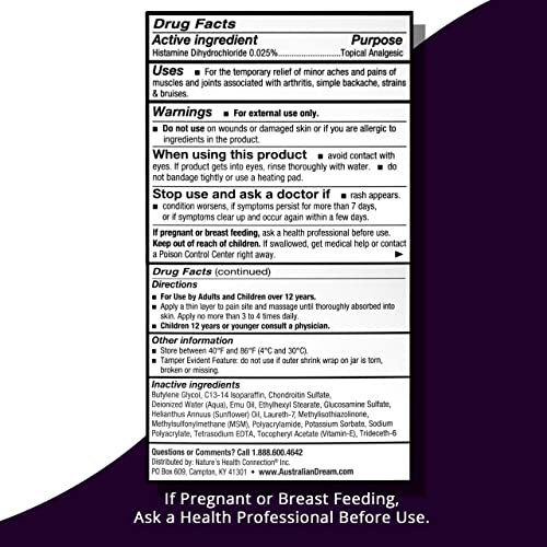 Australian Dream Arthritis Pain Relief Cream for Muscle Aches or Back