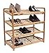 BIRDROCK HOME 4 Tier Bamboo Shoe Rack - Home Storage Wood Organization - Natural Durable Environmentally Friendly Organizer - Closet Cabinet Shelves Shelf - Fits 9-12 Shoes