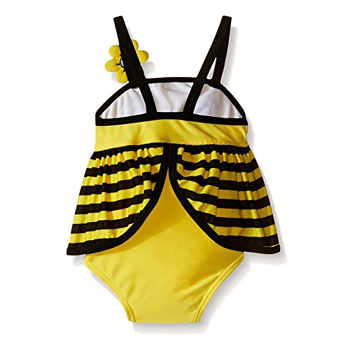 Little Girls Baby Girls One-Piece Swimsuit Cute Bee Skirt Swimsuit (2-3Years) - Thumbnail 2