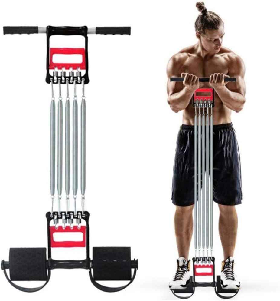 DiaoZhaTian 3 with chest expander, adjustable abdominal waist arm strength trainer, with 5 springs, 30kg resistance, for muscle training