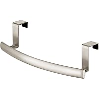mDesign Steel Over Door Curved Towel Bar Storage, Hanger for Cabinet or Cupboard, Holder Rack for Kitchen, Bathroom - Holds H