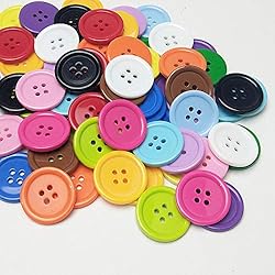 Libiline 100pcs Resin Button Solid Color 4Holes