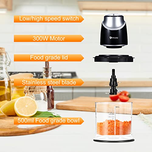 Small Food Processor,IMURZ Mini Food Chopper Electric, Meat grinder Blender(Table Blender
