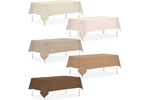 CMUSKO 54 x 108 Inch Boho Tablecloths-5Pcs Gradient Brown Neutral Disposable Plastic Table Covers for Baby Shower,Birthday,Wedding