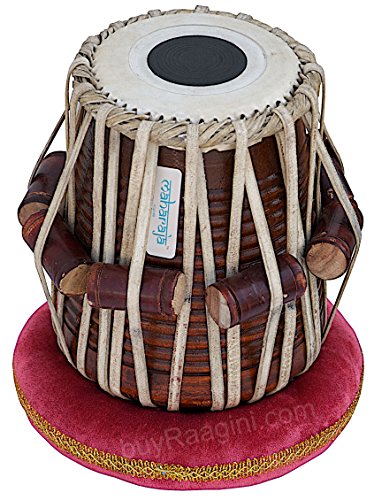 Tabla Set by Maharaja Musicals, Golden Brass Bayan 3Kg, Sheesham Dayan Tabla, Nylon Bag, Hammer, Book, Cushions, Cover, Tabla Indian Drums (PDI-CH) - Thumbnail 4