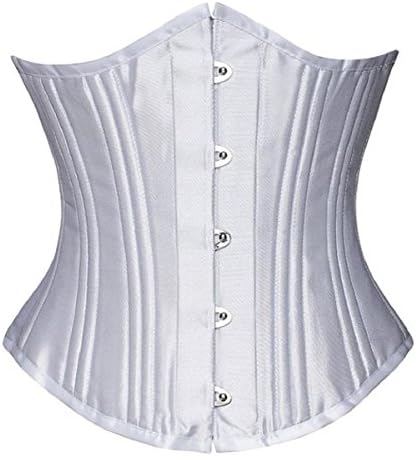Skyjoy® 26 Double Steel Boned Corset Heavy Duty Waist Training Shaper (US size 4-6 (M), White)