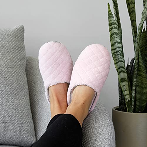 Dearfoams Women's Leslie Quilted Terry Clog Slipper, Fresh Pink, Medium
