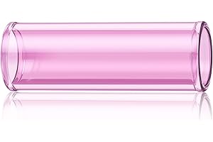 LIFEHIM Small Pink Glass Guitar Slide Bar for Pinky Finger Rings - 22mm OD x 60mm Long Tube Comfort Fit Electric Acoustic Resonator - Ideal Accessory for Beginners Kids Men（size 8-9）