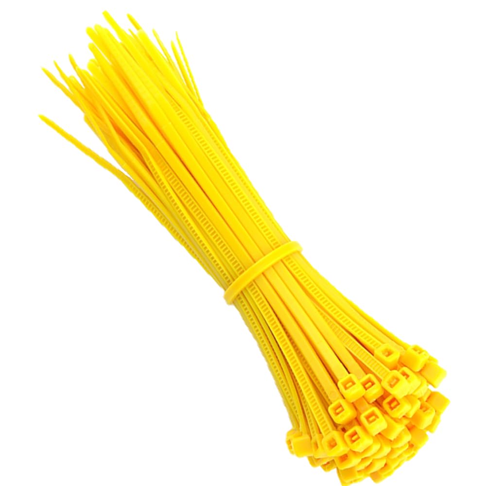 KafTon Pack of 100 Yellow Cable Zip Ties, UL Nylon, Perfect for PC, Bicycle Tie Wrap DIY Home Wire Vegetable Garden Office (200mm x 4.8mm) Yellow