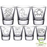 Super Mario Bros - Mario, Goomba, Yoshi, Mushroom, Bullet Bill, Bob-omb, Koopa Troopa shot glasses