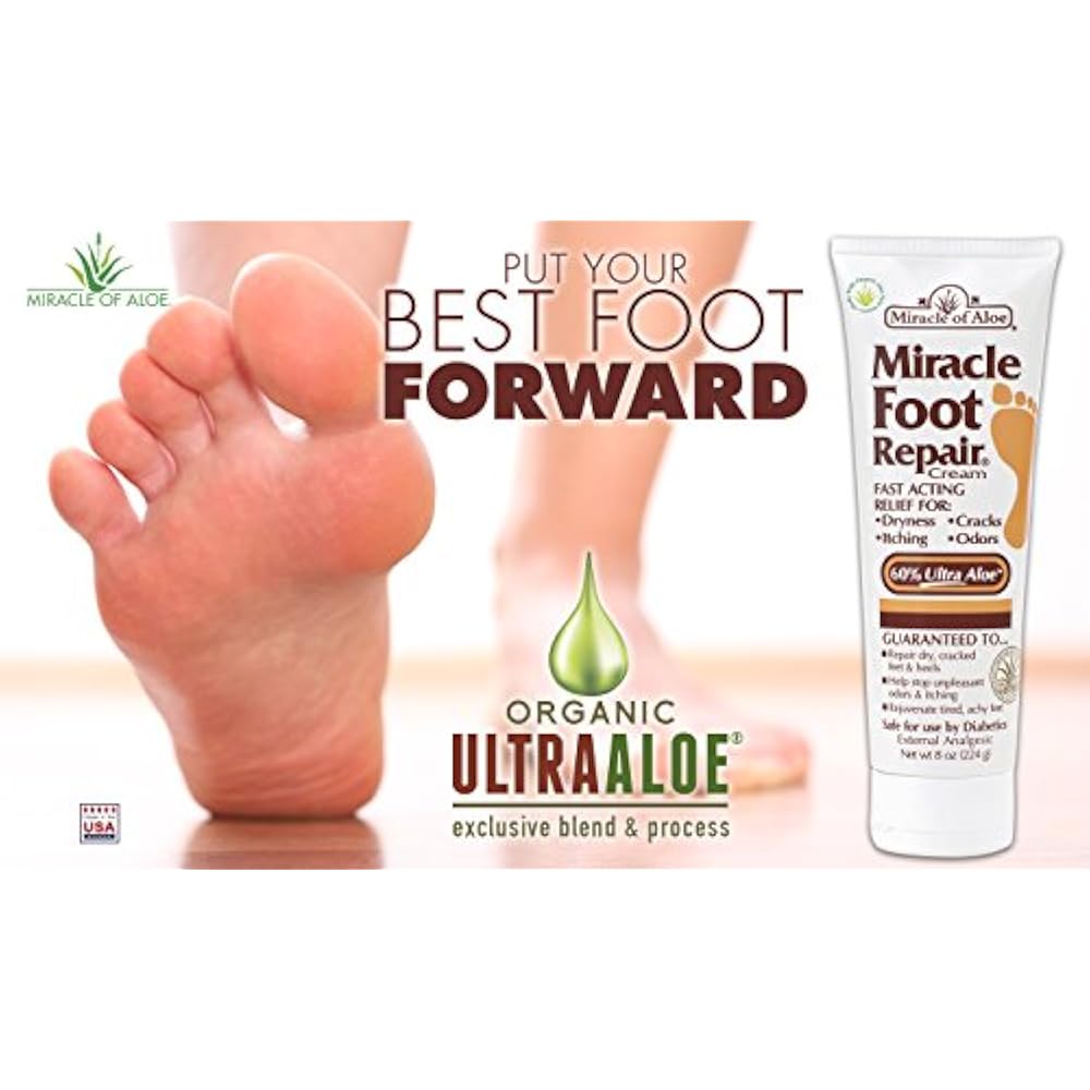 Miracle Foot Repair Cream 8 Ounce Tube 60 UltraAloe Plus Hand 1 Oz
