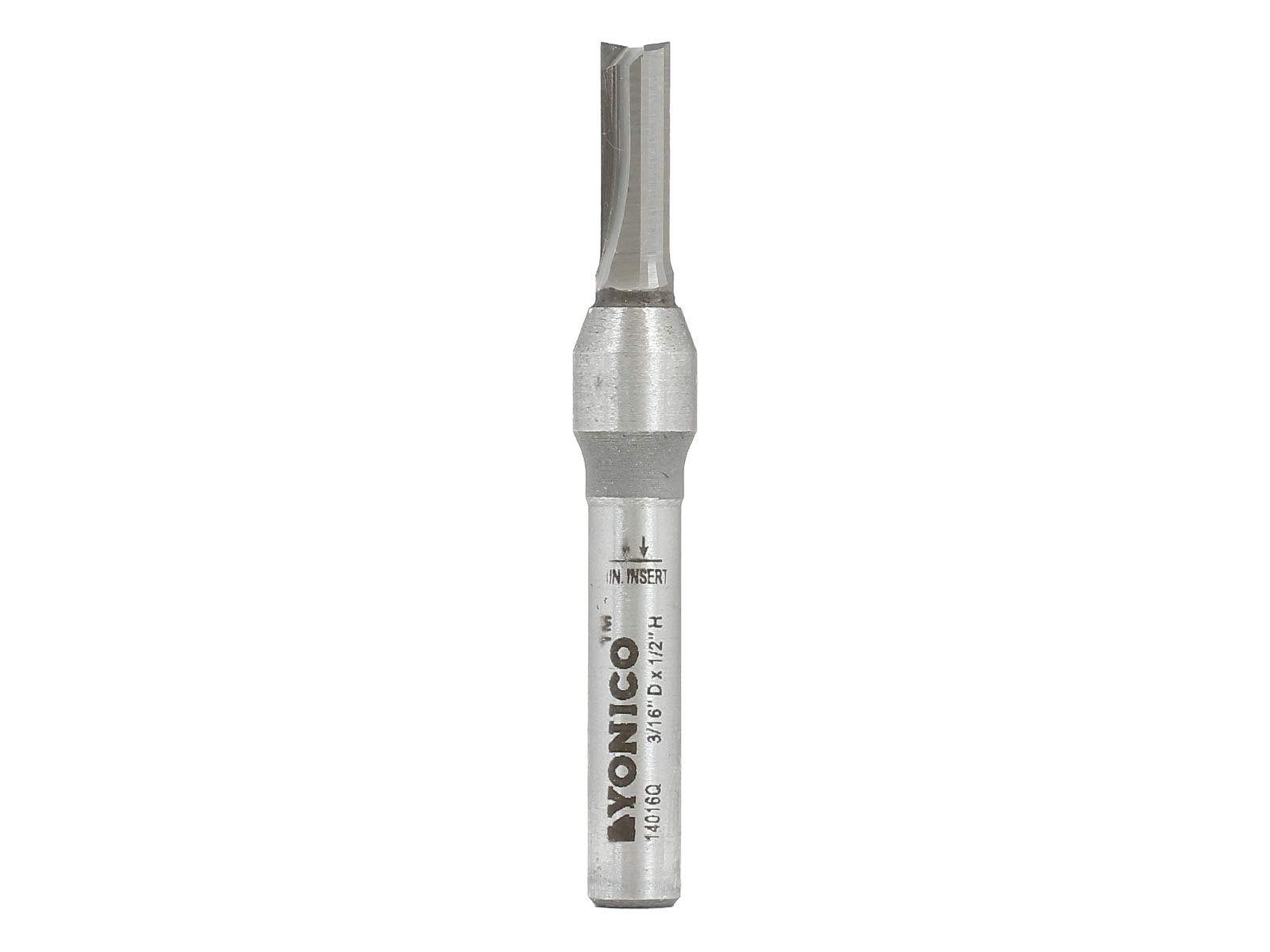 Yonico 14016q - Solid Carbide Insert Straight Router Bit, Cutting Diameter: 3/16", Cutting Length: 3/8" - 1/4" Shank