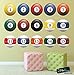 16 Realistic Color Billiard Balls Wall Decal Sticker Game Room Sign Decor (10in X 10in Size) #6089 Easy to Apply & Removable.