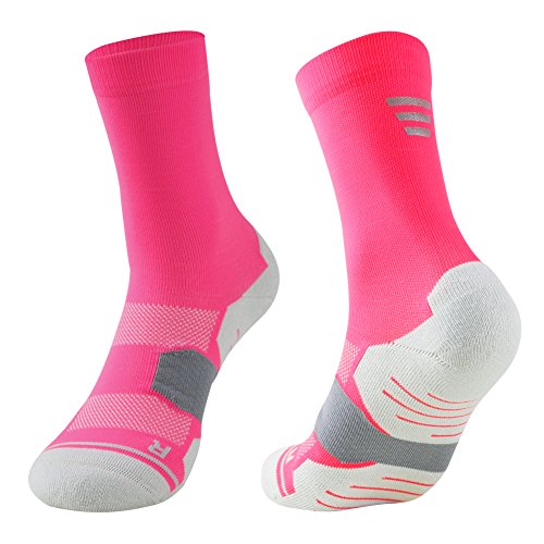 Cool Athletic Crew Socks 6 Pairs, Facool Women's Girl's Cushioned Soccer Football Socks, Mid Calf Basketball Lacrosse Socks, Handball Rugby Socks