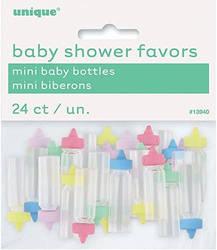 Mini Plastic Baby Bottle gender Neutral Shower Favor Charms 24Ct