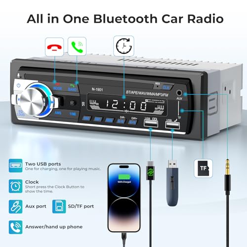 Car Stereo, CENXINY Car Radio Bluetooth Handsfree Calling Single Din Car Radio MP3/USB/SD/AUX/Compatible with Android and iOS