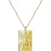 TEAMER Stainless Steel Tarot Cards Necklace Vintage Tarot Jewelry Good Luck Amulet Pendants for Women