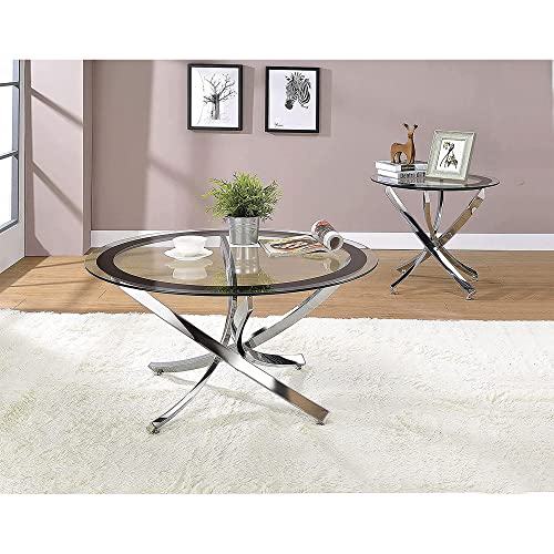 COASTER Norwood Coffee Table with Tempered Glass Top Chrome and Clear