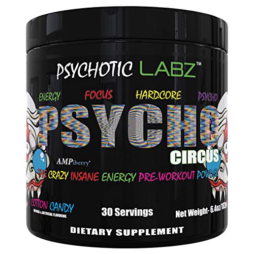 Psychotic Labz Psycho Circus High Stim Pre Workout Powder, Energy Focus Strength Pumps, Loaded