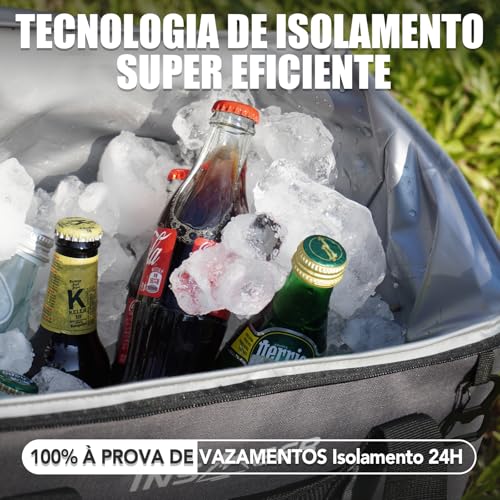 INSMEER Bolsa Termica Grande de Capota Rígida com 2 Porta-Copos, Saco Refrigerador Dobrável - 70 latas, À Prova de Vazamentos/Portátil Cooler Termico para Praia, Acampamento, Churrasco, Eventos