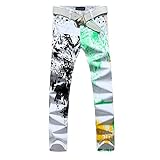 Krralinlin Men White Slim Fit Printing Designed Casual Skinny Demin Jeans Pants