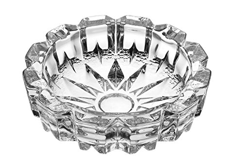 King International Crystal Quality Glass Ash Tray | Round Tabletop | Glass Ashtray | Smoke Collectible Tribal Decoration- 13.5 Cm, 420 G (Large)