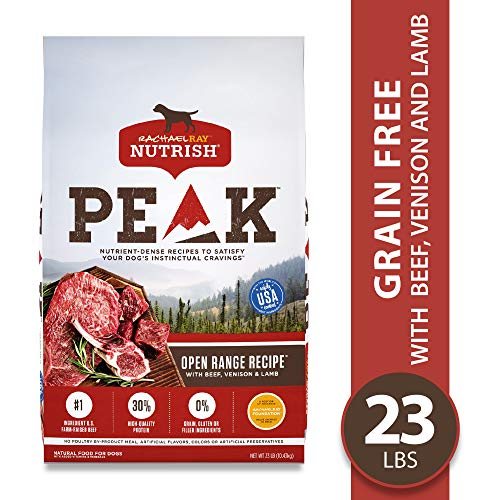 Rachael Ray Nutrish PEAK Natural Dry Dog Food, Grain Free Open Range Recipe with Beef, Venison & Lamb, 23 Lbs