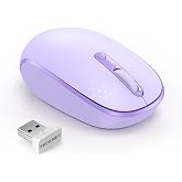 TECKNET Compact Ambidextrous Wireless Mouse for Laptop Purple | 2.4G Quiet Computer Mouse with USB Receiver, 3 Adjustable DPI Portable Cordless Mice for Chromebook, Laptop, PC, Mac