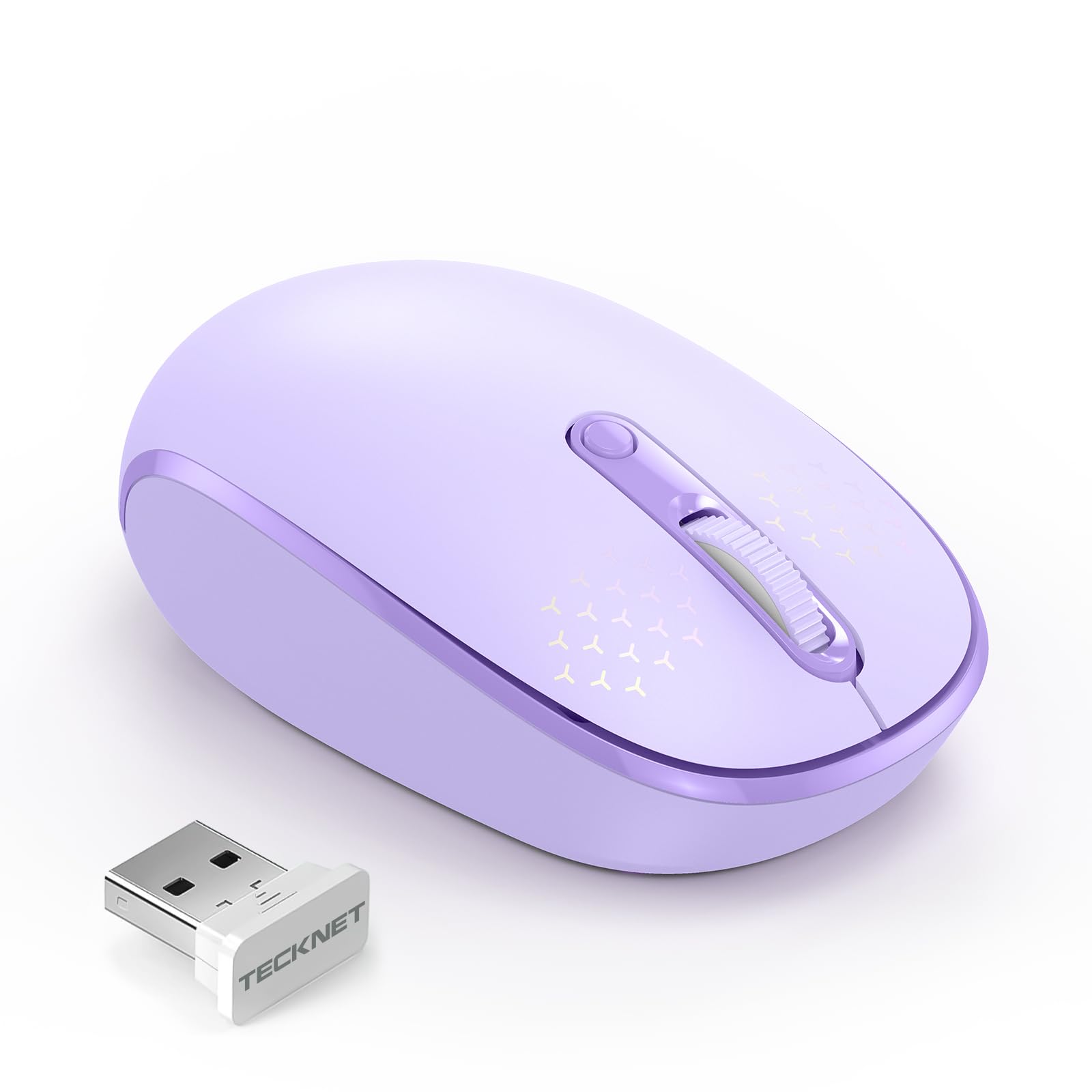Photo 1 of TECKNET Wireless Mouse, 2.4G Quiet Computer Mouse with USB Receiver, 4 Buttons Portable Cordless Mice for Chromebook, Laptop, PC, Mac, 800/1200/1600 DPI - Purple