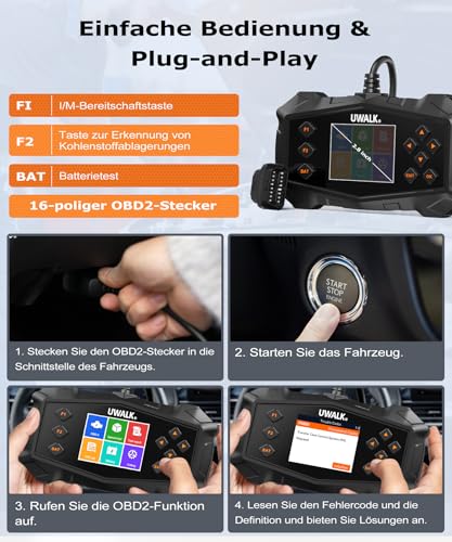 OBD2 Diagnostic Device OBD Car Adapter: EOBD Car Scanner Engine Diagnostic Error Reader Reader with OBDII Functions – German Car Reader for All Vehicles Ford BMW VW Mercedes Audi