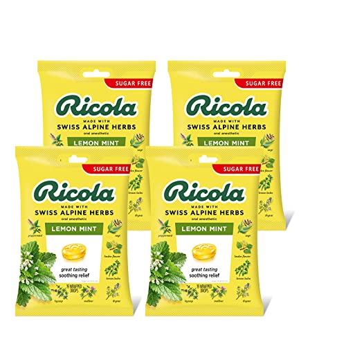 Ricola Sugar Free Lemon Mint Herbal Cough Suppressant Throat Drops