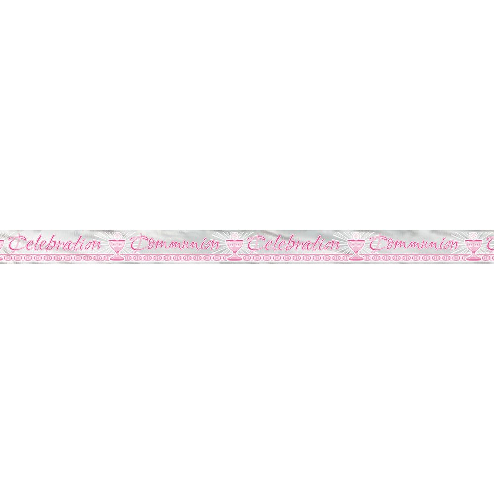 Unique Party 43806LF - 12ft Foil Radiant Cross Pink First Communion Banner