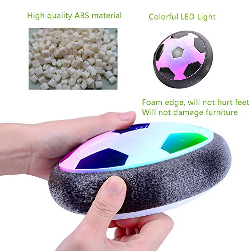 Kids Toys Amazing Light-up Air Power Soccer Disk Hover Ball with Powerful LED Light Foam Bumpers Football Training Indoor or Outdoor for Boys Girls (Hover Ball)