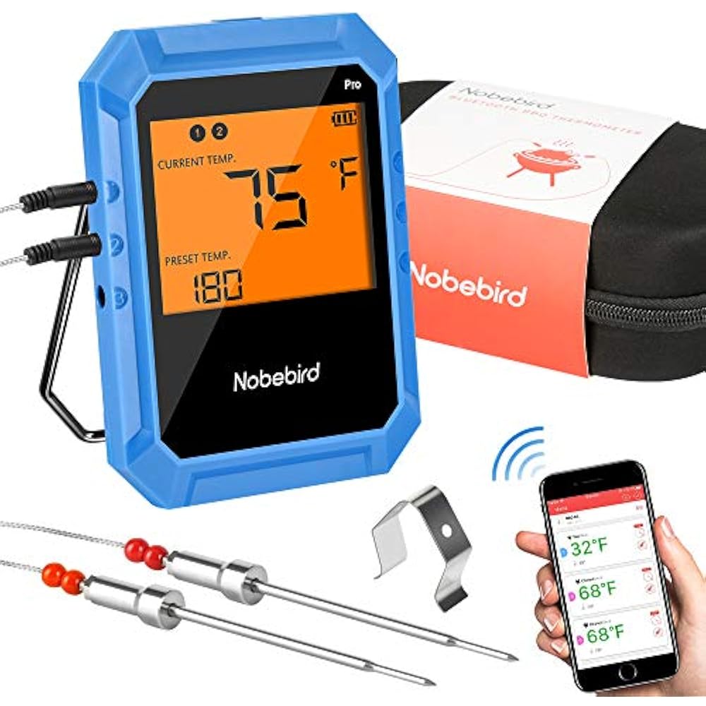 Bluetooth Meat Thermometer, Wireless For Grilling With 2 Stainless