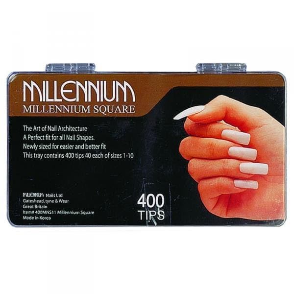 Millennium Nails Competition Master Pack, Fit for all Nail Shapes, Suitable for Salon or Home Use, Pack of 400 Tips, 40 Each of Sizes 1-10 (Square Tips)