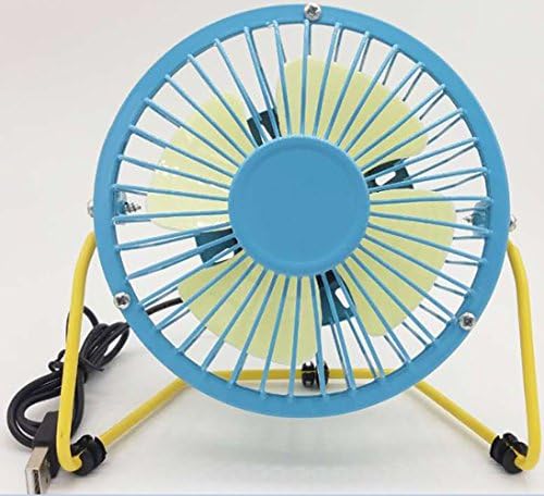 SHUNDADA Portable metal USB Mini personal desktop fan (Green leaves of blue net)