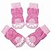 Akopawon 4 Pcs Anti-Slip Pet Dog Cat Socks/Paw Protector/Traction Control for Indoor Wear, Knitted Pet Dog Cat Socks Rubber Reinforcement