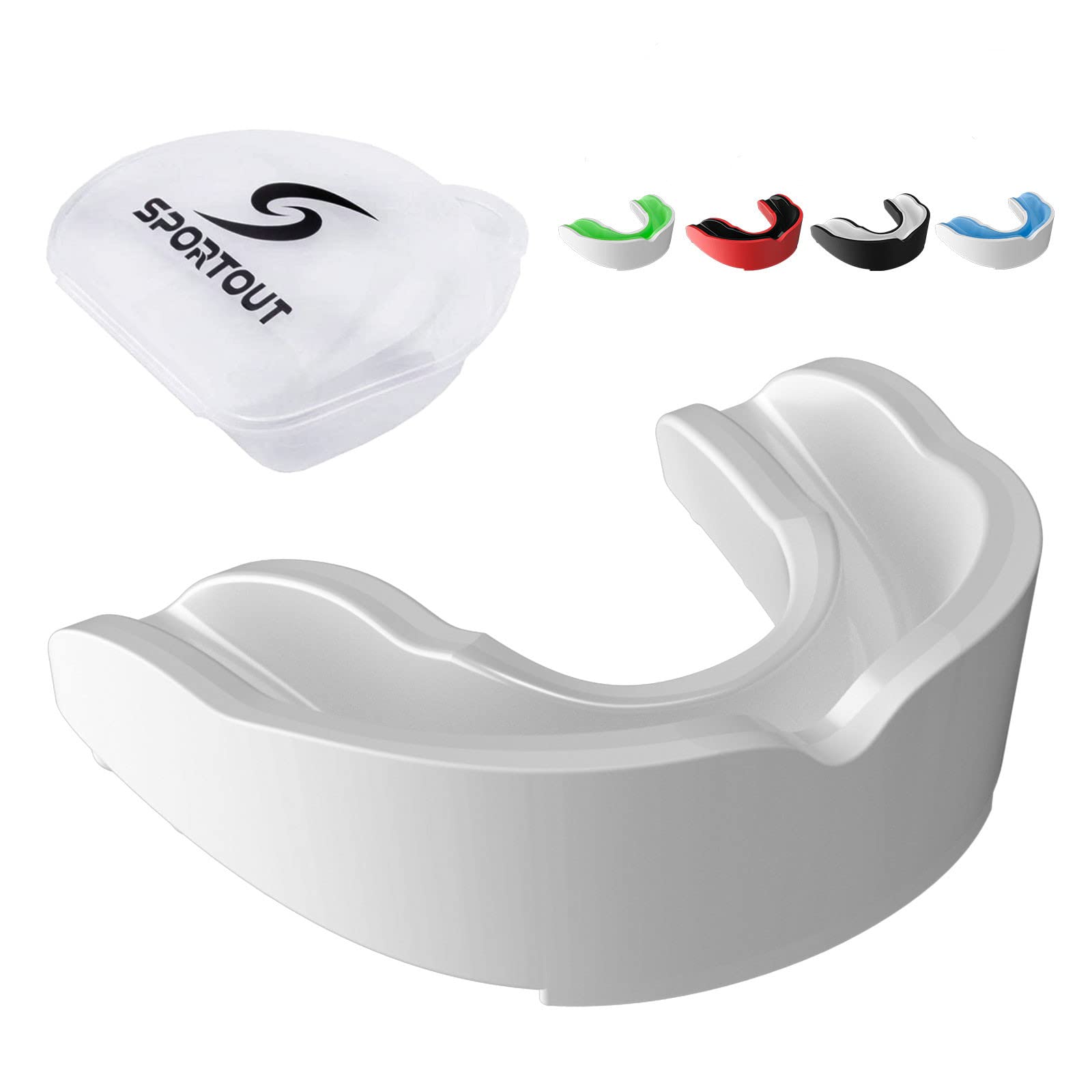 Sportout Gum Shield, Custom Mouldable Gel Fit Mouthguard, Sports Mouth Guard with Case, Perfect for Karate, Lacrosse, Hockey, Boxing and Other Contact Sports, Adult & Junior