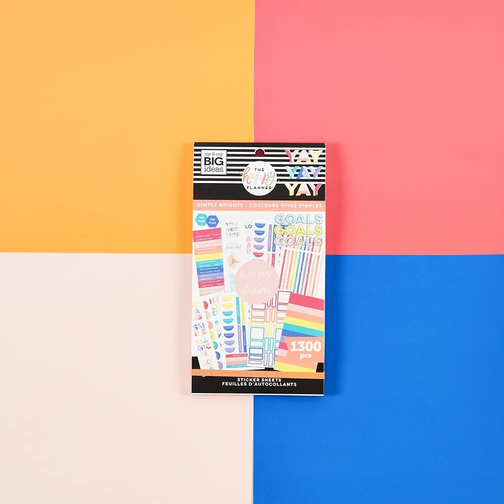 The Happy Planner Sticker Value Pack - Planner & School Accessories - Simple Brights Everyday Theme - Multi-Color - Great for Planning & Organizing - 30 Sheets, 1300 Stickers: Office Products