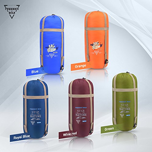 Forbidden Road 380T Nylon Portable Sleeping Bag Single 0 ℃/ 30 ℉(5 Colors) Lightweight Water Resistent Envelope for Man Woman 4 Seasons Camping, Hiking, Backpacking (Royal Blue, 0℃ / 30℉)