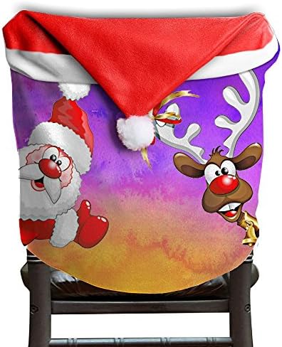 4 Pcs Funny Flamingo Christmas Chair Back Cover Christmas Decorations Set Santa Hat