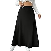 OYOANGLE Women's Plus Size High Waisted A Line Skirt Elegant Flowy Dressy Skirts