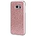 Galaxy S7 Case, Imikoko™ Rose Gold Luxury Hybrid Beauty Crystal Rhinestone with Gold Sparkle Glitter PC Hard Protective Diamond Case Cover for Samsung Galaxy S7 (Bling Rose Gold)