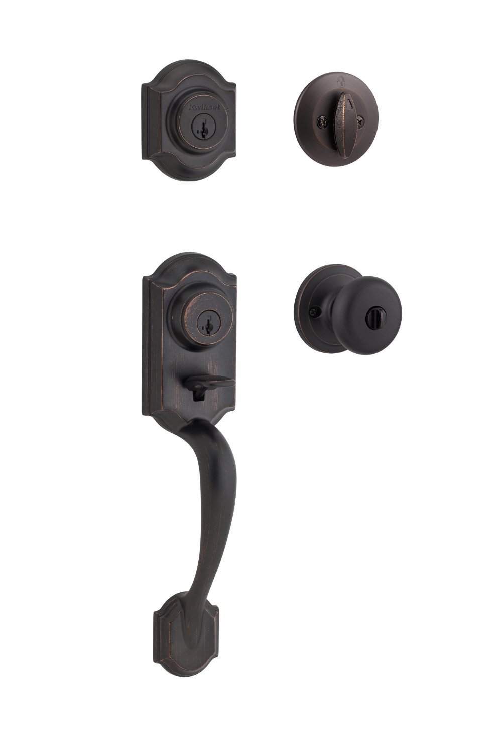 Kwikset Montara Single Cylinder Handleset w/Juno Knobfeaturing SmartKey in Venetian Bronze
