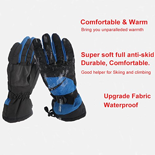 Winnerbe Ski Gloves Mens Waterproof Skiing Gloves Winter Cold Weather Windproof Ski Snowboard Gloves for Skiing,Snowboarding,Snowmobile,Motorcycle - Thumbnail 3