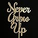 Never Grow Up Gold Glitter Paper Birthday Cake Topper