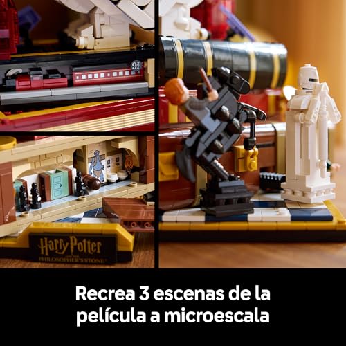 Harry Potter Piedra Filosofal: Edición para Coleccionistas - Maqueta para Adultos de Escena de Película - Decoración del Hogar - Figura de Lechuza Hedwig y 3 Minigfiguras - Regalo para Fans 76466