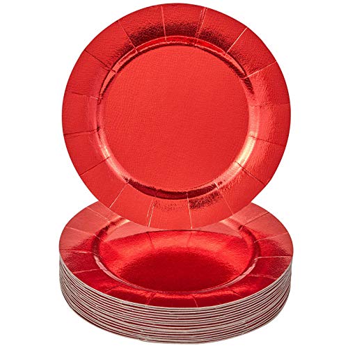ELEGANT RED DISPOSABLE CHRISTMAS CHARGER PLATES | 20 PC (Renewed) - Thumbnail 6