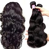 VRVOGUE Brazilian Body Wave 3 Bundles of Brazilian Virgin Hair Grade 7A 100% Unprocessed Human Hair Weave Extensions Natural Color
