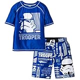 Star Wars Boys Swim Trunks and Rash Guard Set (5/6, Stormtrooper Blue)
